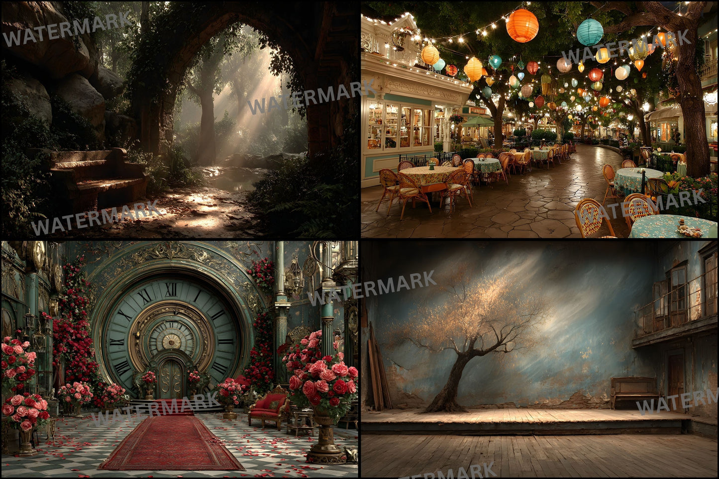 Alice in Wonderland Backdrop Bundle, Whimsical Digital Backgrounds for Photography, Fantasy Portrait Photography, Storybook Theme, Ratio