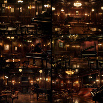 Jazz Club Photography Backdrops - 1JPGs | Speakeasy Digital Backgrounds, Piano Bar Photo Overlays, Moody Interior Studio Props