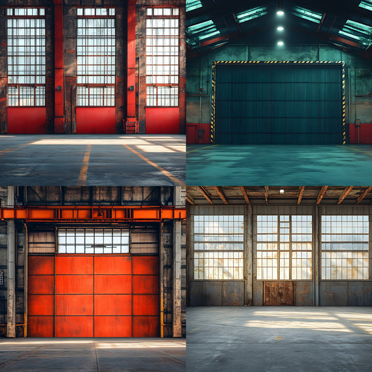 Warehouse Sports Digital Backdrop Bundle, Action Scene Backgrounds for Photography, High-Resolution Photo Overlays