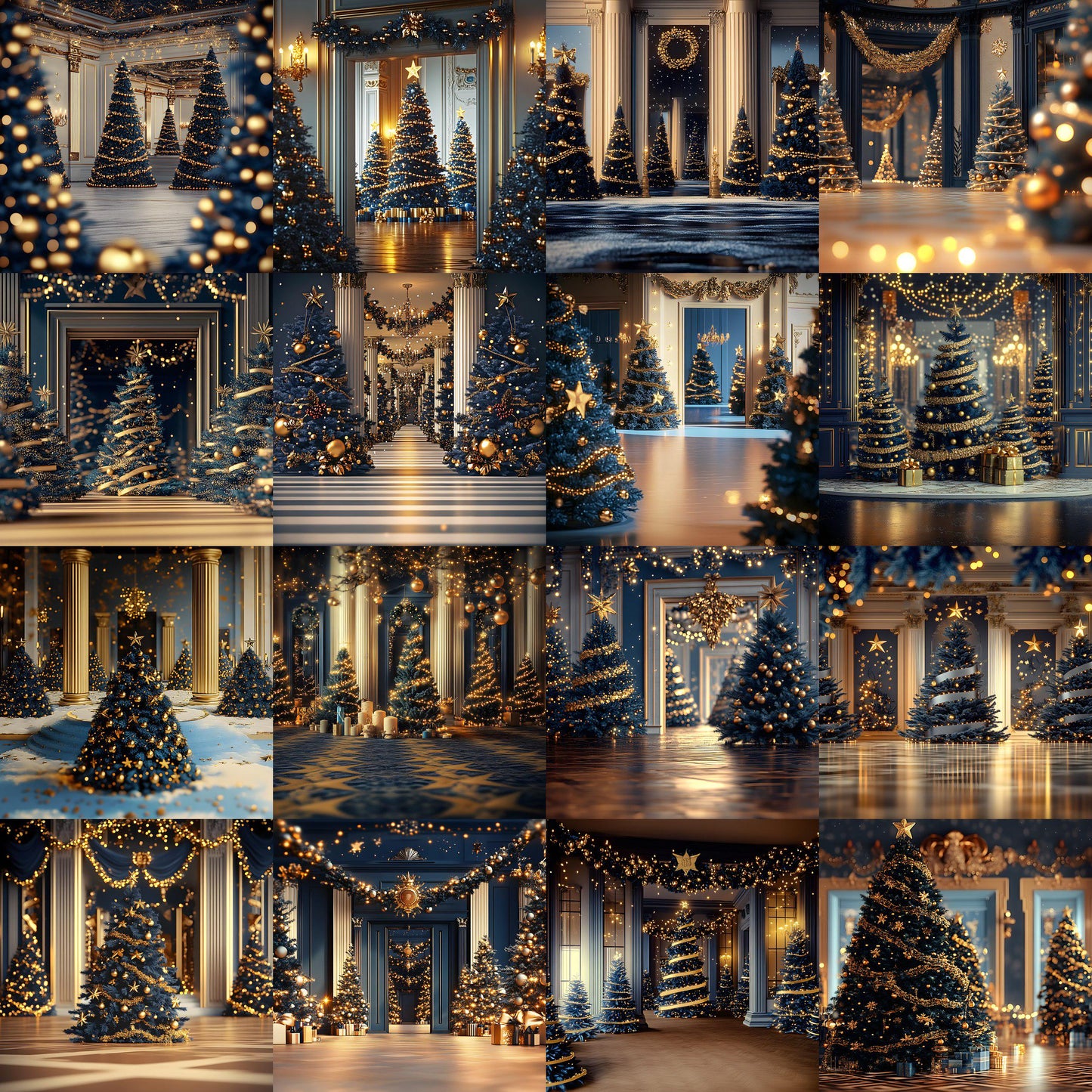 Blue Christmas Backdrops | Digital Icy Holiday Backgrounds | Winter Xmas Scenes | Christmas-backdrop