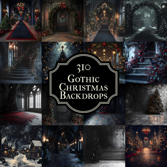 Gothic Christmas Backdrops, Digital Backdrop, Christmas Backdrop, Gothic Dark Festive Digital Download Black Christmas Backgrounds