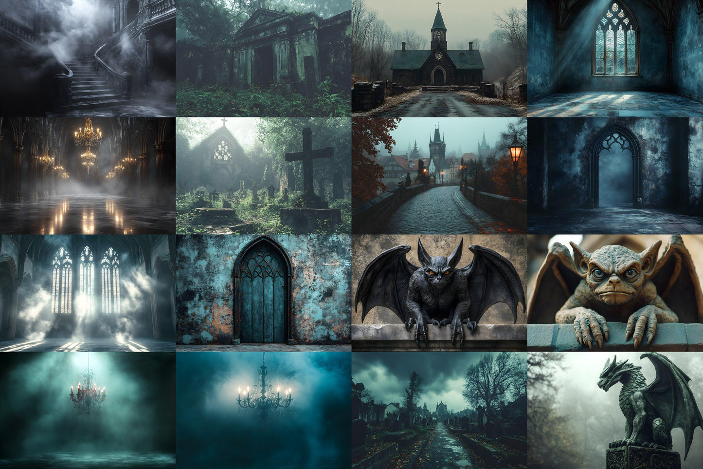 Gothic Backdrops for Photography, Dark Digital Backgrounds, Spooky Photoshop Overlays, Halloween Backdrops, Gothic Scenes & PNG Overlays