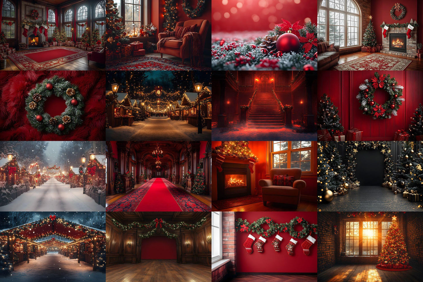 Christmas Backdrop, Digital Backdrop, Santa Christmas Backdrop For Kids Family, Festive Digital Download Christmas Background