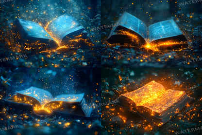 Books Wonderland Enchantments Digital Backdrop Set - Magical Glowing Book Backgrounds for Fantasy Fairy Tale Photoshop Composite Photography