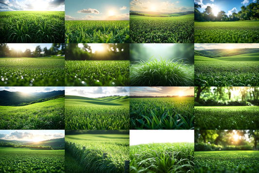 Green Field Backdrops | Lush Grass Landscape Digital Background | Rolling Hills Photoshop Backdrop | Nature Meadow Photography Background