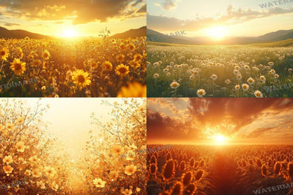 Warm Aesthetic Sunflower Field Glow Backdrops for Photographers  Designers - 00x00px PNGs Commercial Use Allowed