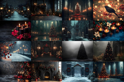Gothic Christmas Backdrops, Black Christmas Backgrounds, Gothic Festive Dark Hue Xmas, Photography, Photoshop - Gothic Backdrops - 3:2