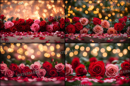 Valentine's Day Backdrop, Rose Garden Background, Digital Photography Prop, Romantic Photo Booth, Floral Portrait, Wedding Scene, Valentine