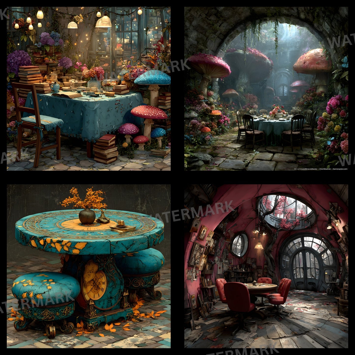 Alice in Wonderland Backdrop, Tea Party Background, Digital Download for Birthday, Photography Prop, Whimsical Photo Booth, Square Image