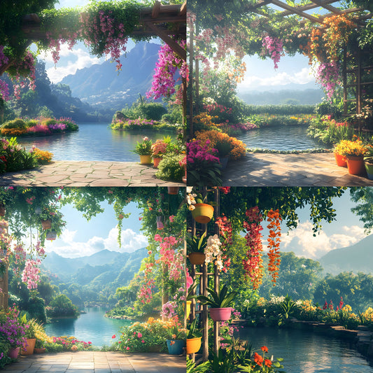 Orchid Garden Digital Backdrop, Botanical Photography Background, Floral Photo Prop High-Res Image, Fairytale Portrait