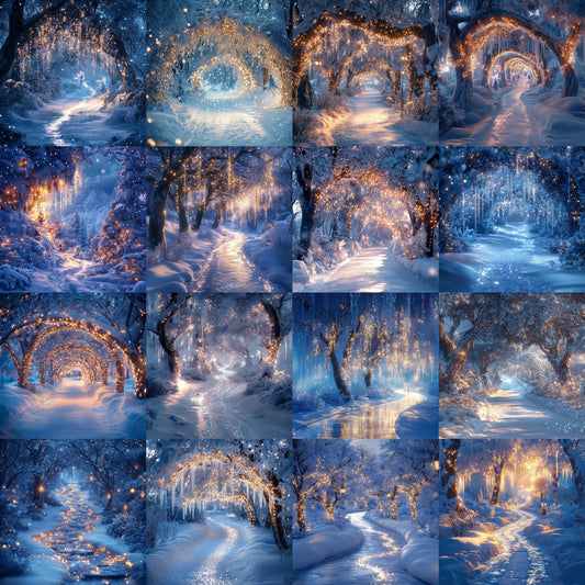 Frosty Fairy Winter Wonderland Digital Backdrops: 1Enchanted Winter Scenes, Photography Composites, Christmas, Xmas - Winter Backdrops