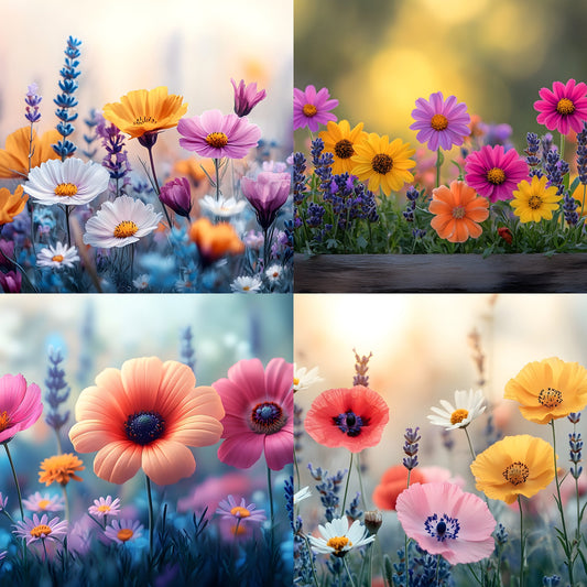 Wildflower Meadow Digital Backdrop, Whimsical Photography Backgrounds, Floral Photo Overlays, Spring Scene, Dreamy Portrait1449