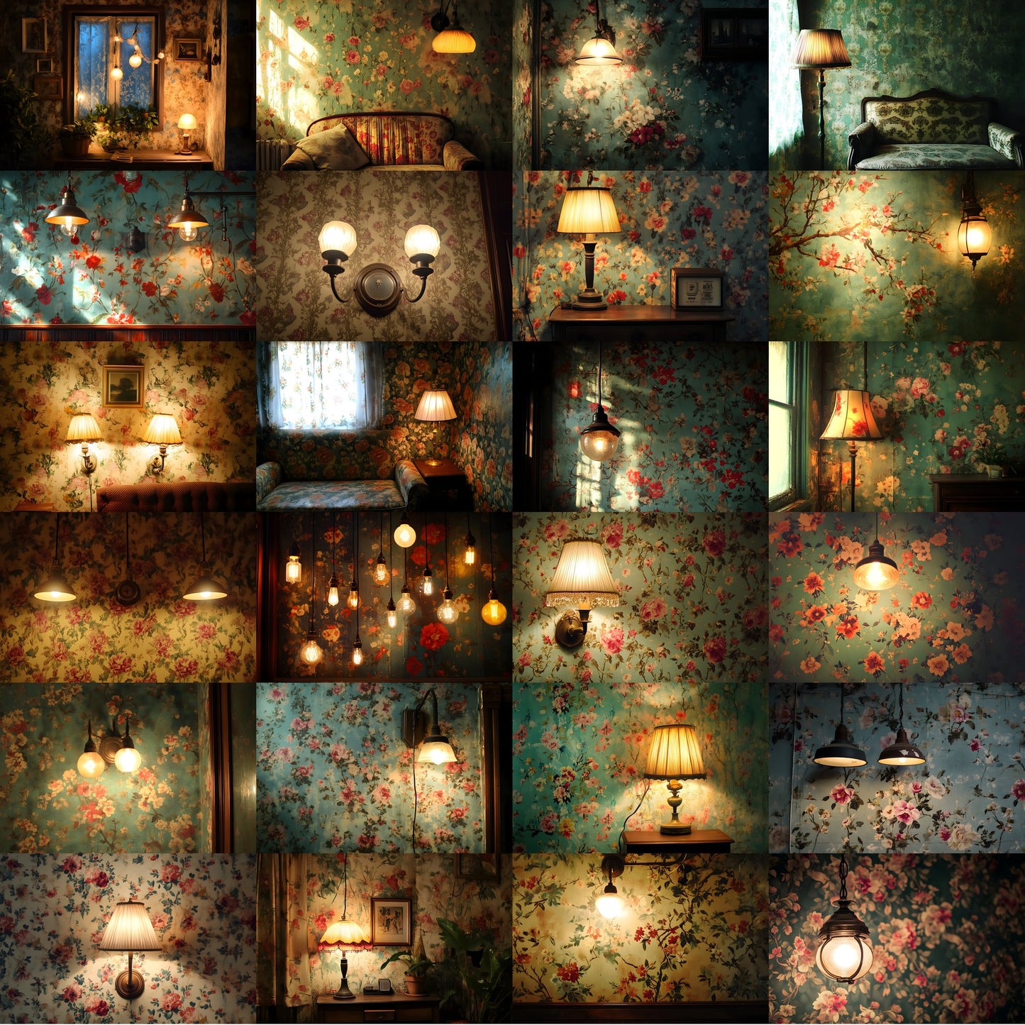 Vintage Wallpaper Room Backdrops, Photography Backgrounds, Digital Download for Portrait Photography, High-Resolution Images