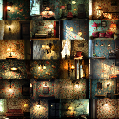Vintage Wallpaper Room Digital Backdrop, Photography Backgrounds, Antique Interior Photo Prop, High-Res Image for Photographers