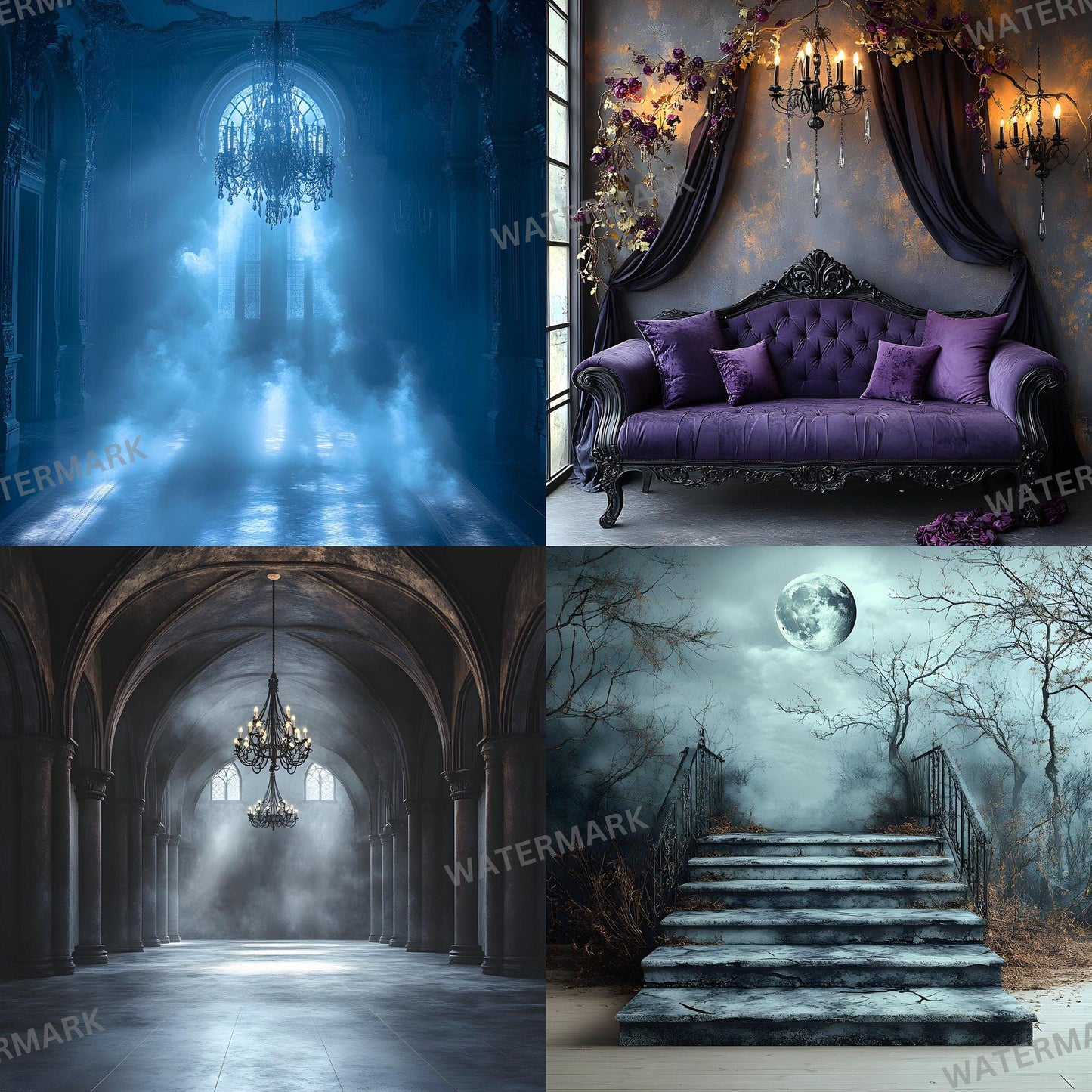 Gothic Digital Backdrops | Dramatic Photoshop Overlays for Dark Photography, Fine Art Portraits & Halloween Themes, Gothic Backgrounds