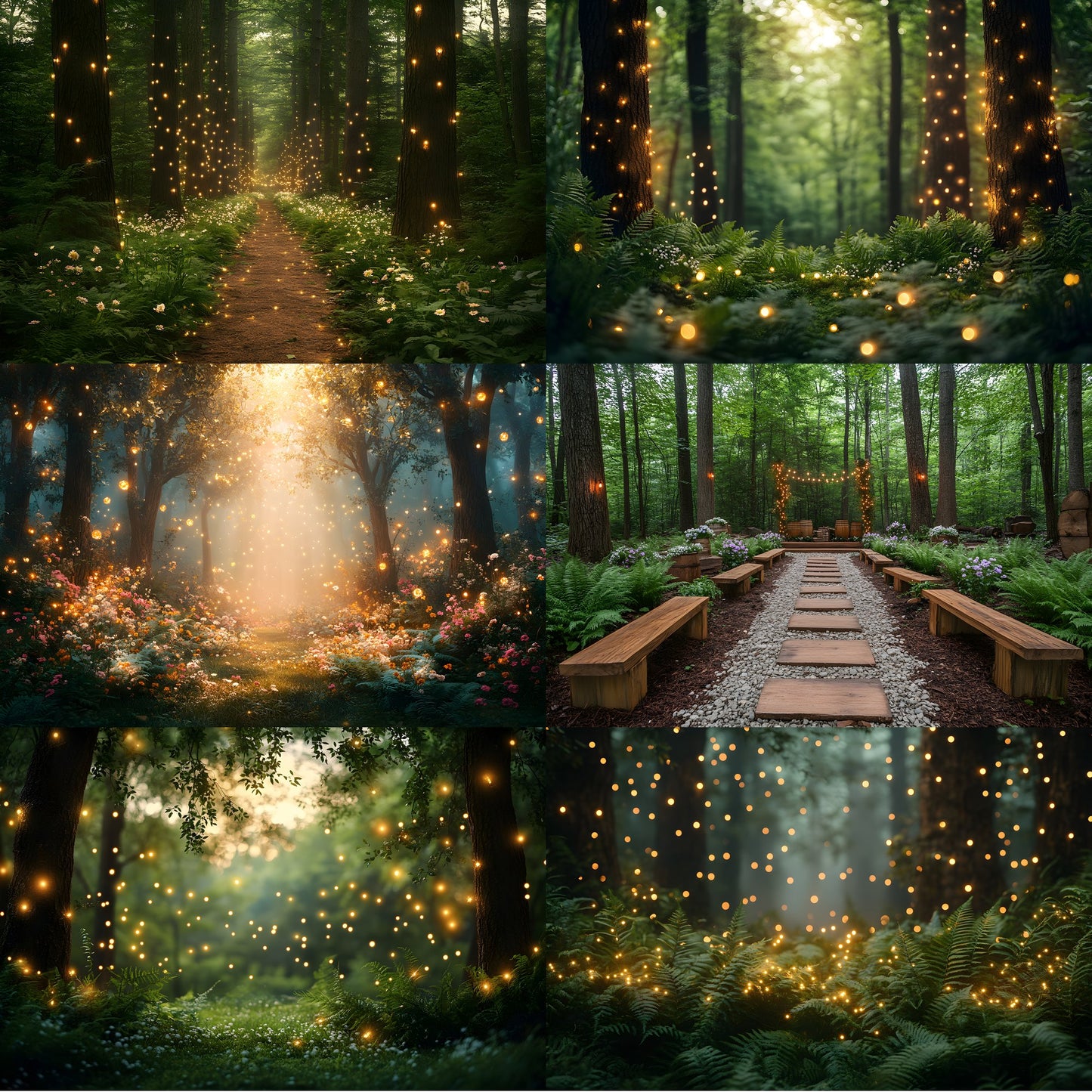Whimsical Forest Wedding Backdrop Collection, Enchanted Digital Backgrounds for Photographers, Dreamy Photography Overlays