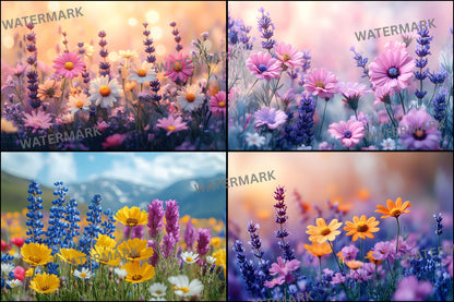 Wildflower Meadow Digital Backdrop, Whimsical Photography Background, Photo Prop, Floral Scene for Portrait Photography, High-Res Images