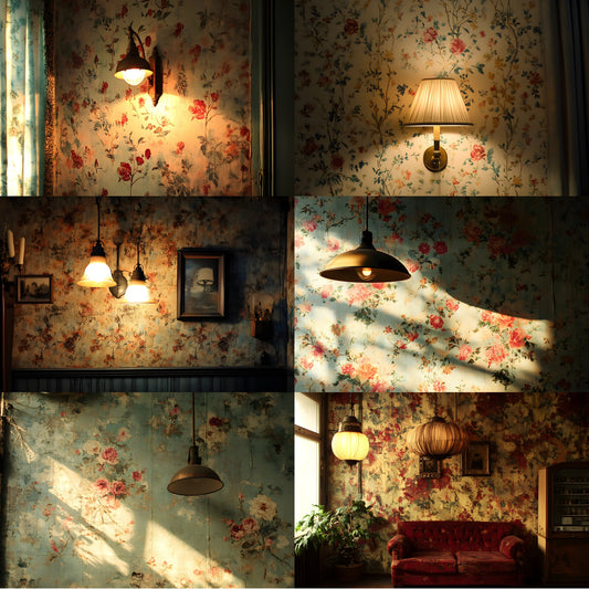 Vintage Wallpaper Room Backdrops, Photography Backgrounds, Digital Download for Portrait Photography,Texture Photo Booth Backdrop