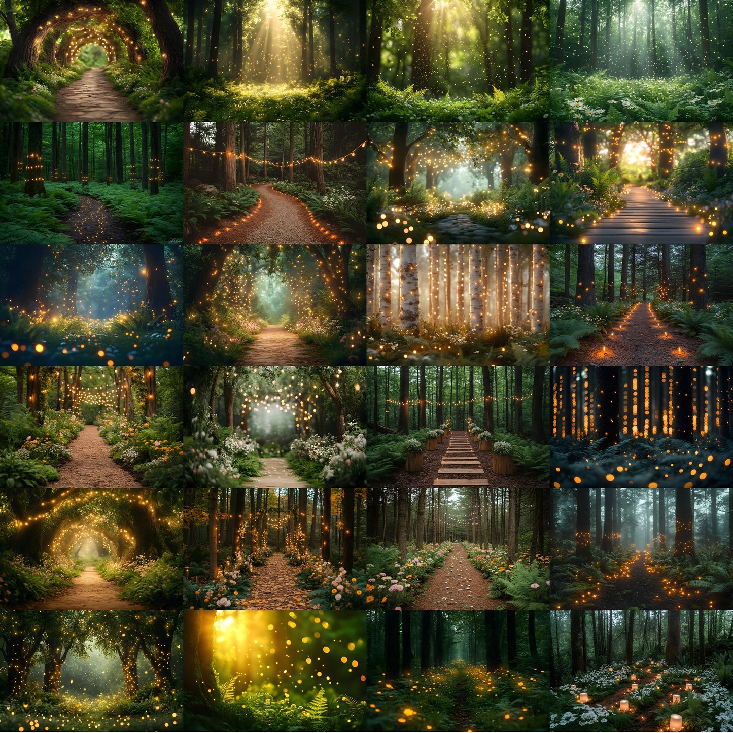 Whimsical Forest Wedding Backdrop Collection, Enchanted Woods Digital Backgrounds for Photographers, Fantasy Photography, Dreamy Scene Set