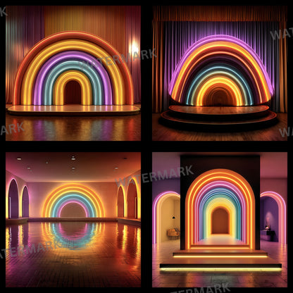 Neon Party Backdrop, Vibrant Stage Background, Digital Download for Events, Photography, and Eye-Catching Designs, Images