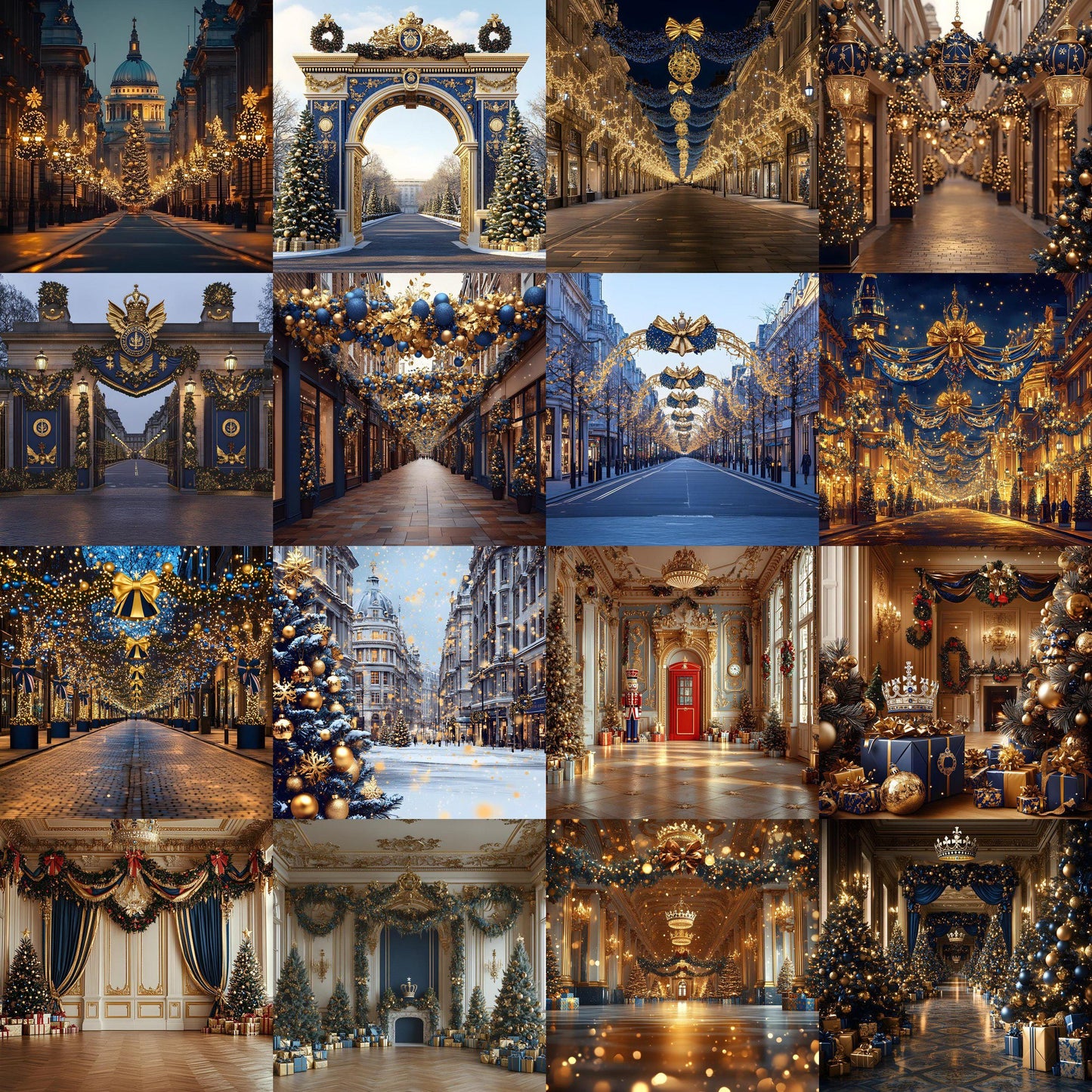 Royal Christmas Backdrops | Nutcracker, London, British | Navy and Gold Christmas Festive Backdrops, Holiday Season Christmas Background