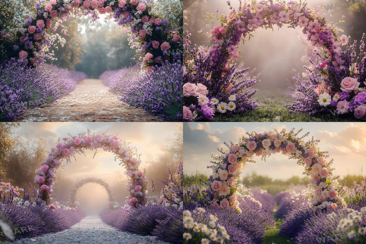 Wildflower Archway Photography Backdrop - Romantic Floral Digital Background for Weddings, Events & Spring Photoshoots