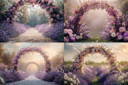 Wildflower Archway Photography Backdrop - Romantic Floral Digital Background for Weddings, Events & Spring Photoshoots