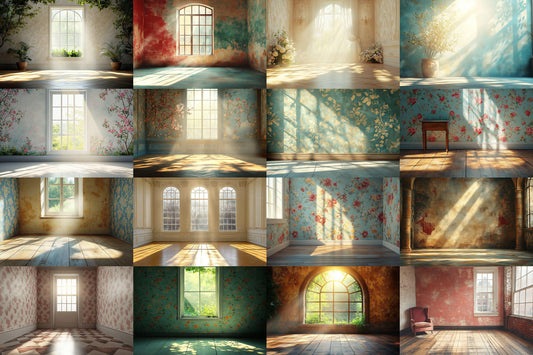 Vintage Wallpaper Backdrop: PNGs for Retro Room Interiors, Antique Damask Floral Patterns, Victorian Era Wall Digital Backdrops