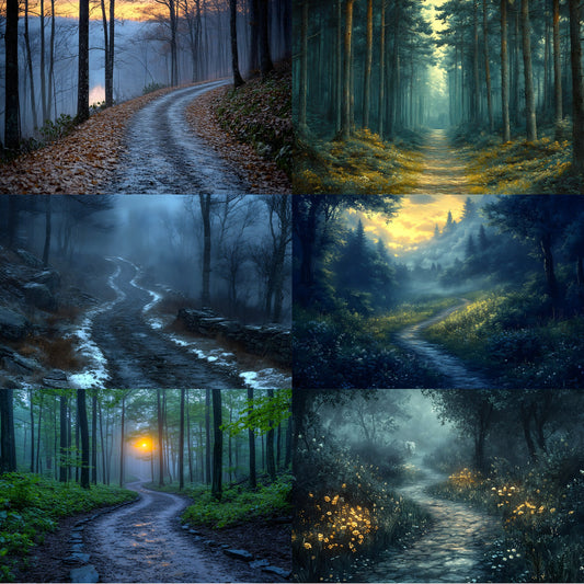 Wooded Trail Dusk Digital Backdrop, Enchanted Forest Background, Photography, Scenic Photo Overlay, Fantasy Portrait, Nature Scene