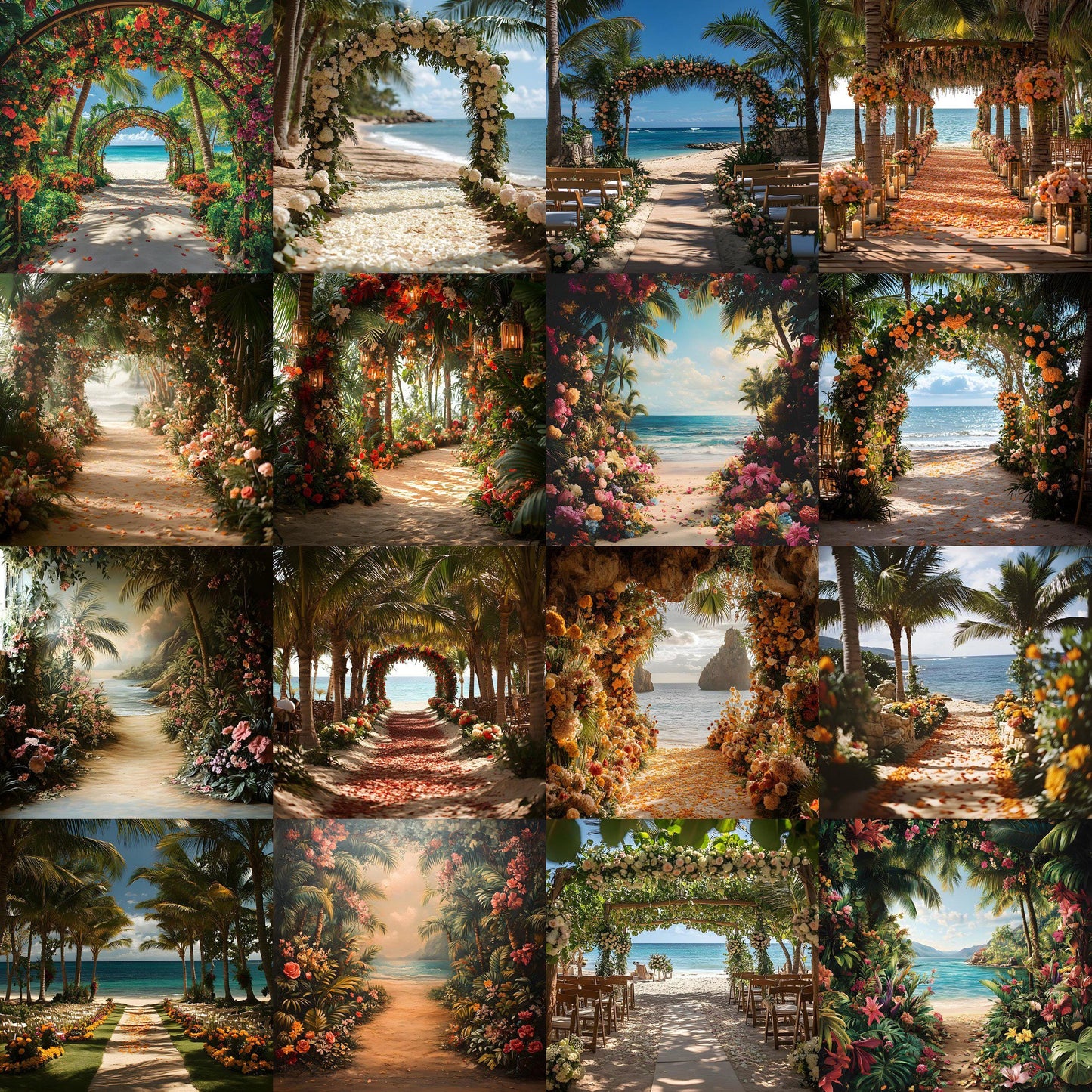 Tropical Wedding Digital Backdrops, Photoshop Composites, Master Overlay Bundle, Beach Wedding Backgrounds - Tropical Destination Wedding