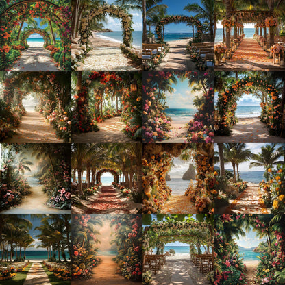 Tropical Wedding Digital Backdrops, Photoshop Composites, Master Overlay Bundle, Beach Wedding Backgrounds - Tropical Destination Wedding
