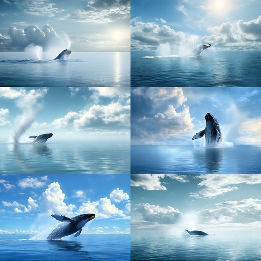 Whale Ocean Digital Backdrop, Tranquil Blue Sea Background for Newborn Photography, Dreamy Under the Sea Photo Prop