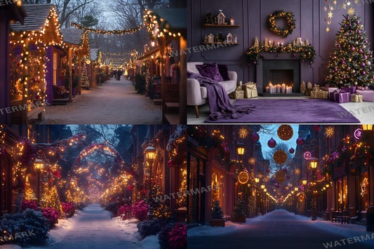 Purple Christmas Backdrops, Christmas Background, Digital Christmas Wallpapers, Photoshop, Photography Backdrops - 3:2 Ratio