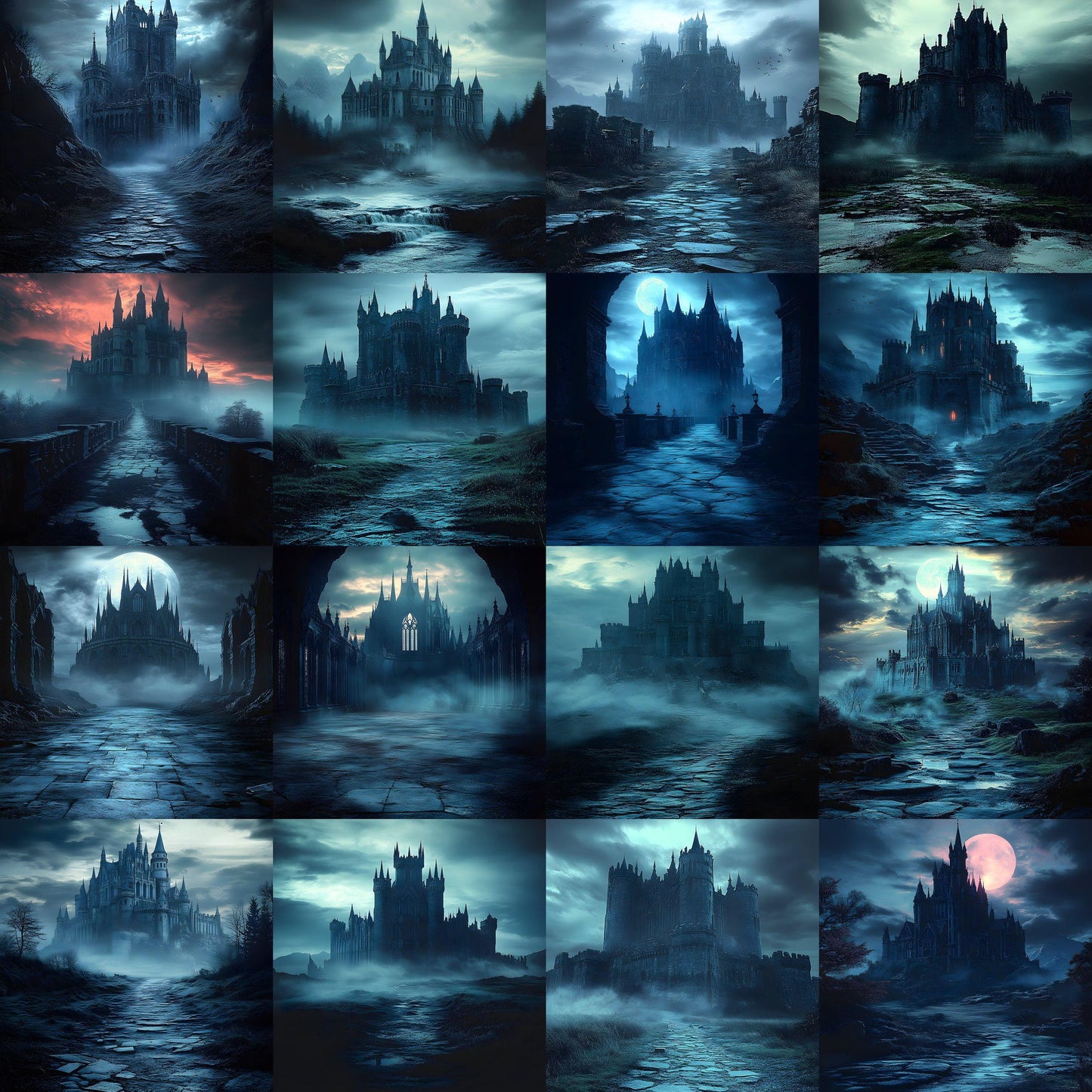 Castle Backdrops | Fantasy Castle Backgrounds | Medieval Scenes - Gothic, Halloween, Witchcraft Castle Backgrounds - Digital Backdrops