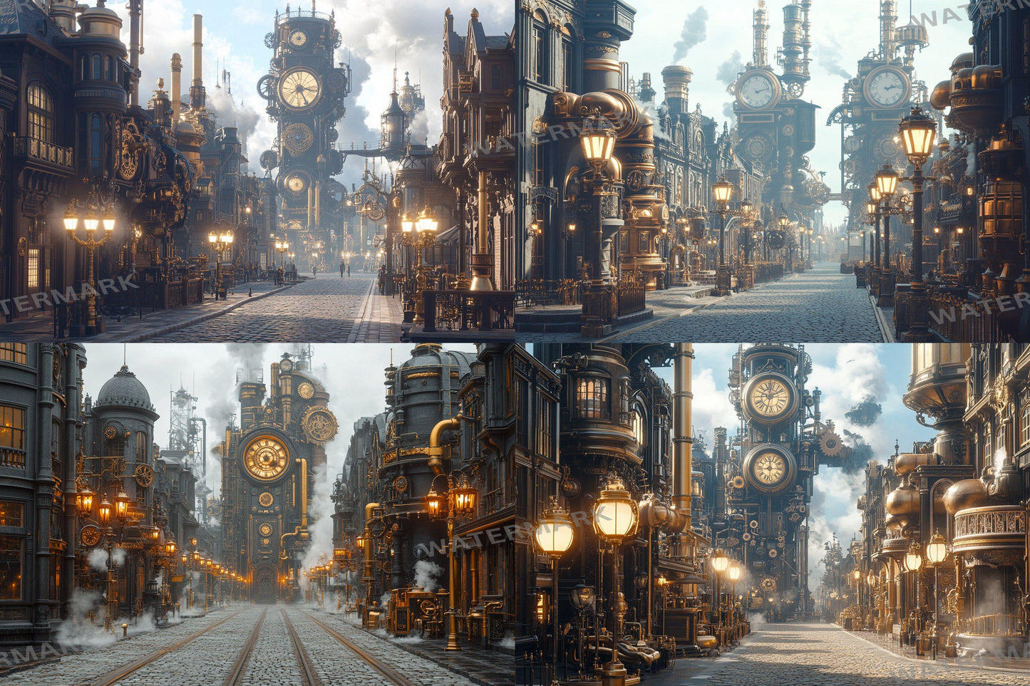Steampunk Street Backdrops - Victorian Industrial Photography Backgrounds - Gaslamp Fantasy Cityscapes - Digital Download -Background
