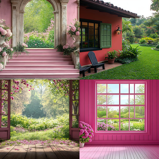 Royal Pink Garden Digital Backdrop, Photography Background, Floral Photo Booth, Springtime Scene, Portrait Photography, High-Res Images