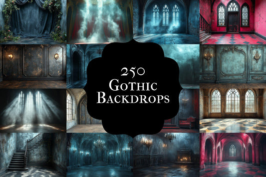 Gothic Digital Backdrops Mega Pack: Dark Fantasy Castle & Eerie Scene Backgrounds, Vampires, Halloween, Gothic - Gothic Backdrops