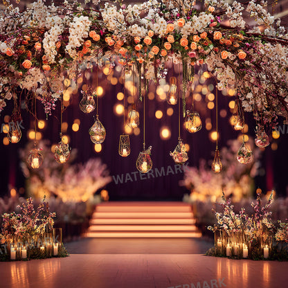 Empty Stage Red Stairs Lights Digital Backdrop, Photography Background, Theater Stage Photo Prop, Square Format, Dramatic Scene, High Resolution Image
