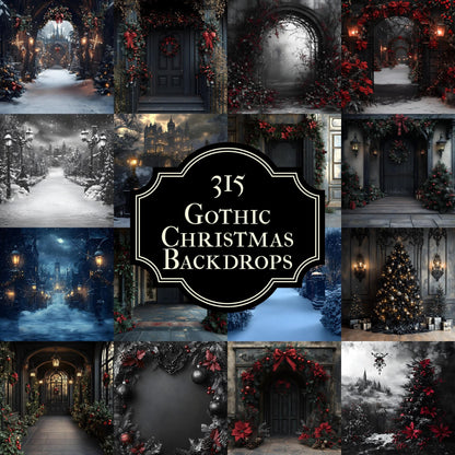 Gothic Christmas Backdrop, Digital Backdrop, Master Overlays, Gothic Black Christmas Backdrop, Festive Digital Download Christmas Background