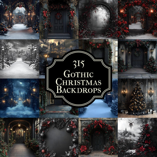 Gothic Christmas Backdrop, Digital Backdrop, Master Overlays, Gothic Black Christmas Backdrop, Festive Digital Download Christmas Background