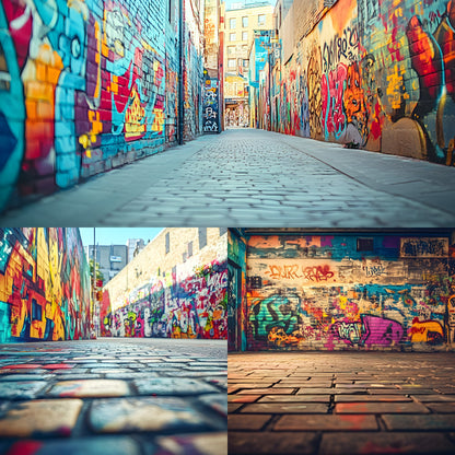 Colorful Street Art Digital Backdrop, Urban Graffiti Photography Background, Photo Booth Prop, Vibrant City Scene, Artist Texture Digital Download