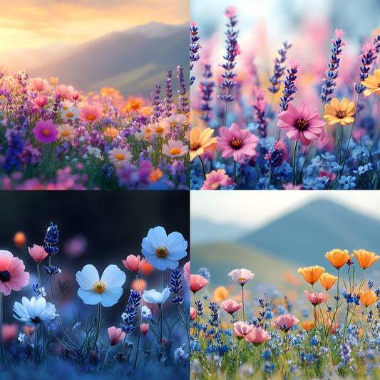 Wildflower Meadow Digital Backdrop, Whimsical Photography Background, Photo Prop, Floral Scene for Portrait Photography, High-Res Images