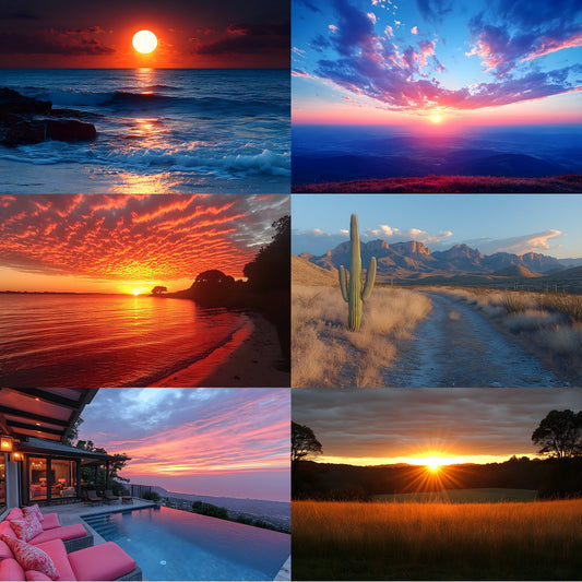 Sunset Photography Backdrop Bundle, Dreamy Sky Digital Backgrounds for Photographers, Golden Hour Photo Overlays, Ratios, High-Res Images