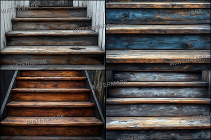 Rustic Wooden Stairs Digital Backdrop, Vintage Photography Background for Portrait Landscape, Fine Art Photography