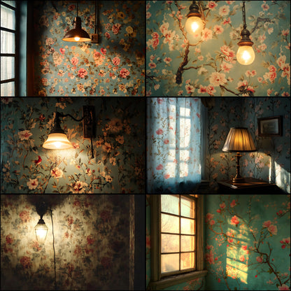 Vintage Wallpaper Room Backdrops, Photography Backgrounds, Digital Download for Portrait Photography, High-Resolution Images