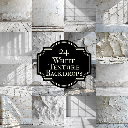 White Texture Backdrop Collection - 24 Unique Textured Surfaces for Photography, Digital Art, and Home Decor