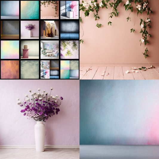 Pastel Photography Backdrop, Textured Wall Digital Background, Vignette Portrait Prop, Square Format for Social Media, Soft Colors Photo Booth