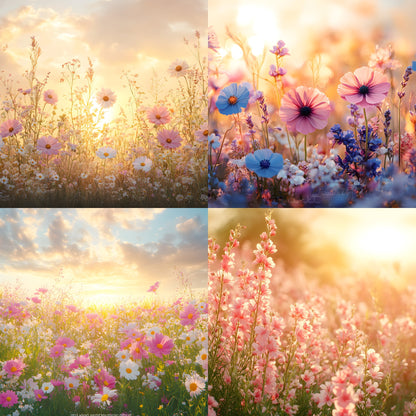 Wildflower Meadow Digital Backdrop, Dreamy Spring Photography Background, Photo Overlay, Floral Portrait Backdrop, High-Res Image0418