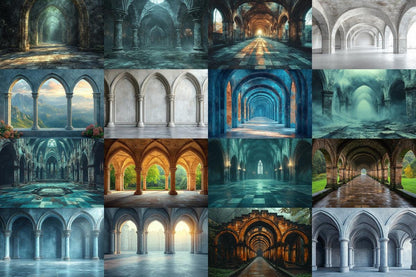 Wizarding School Arches Backdrop - Magical Gothic Photography Background - Fantasy Photoshop Overlay for Dark Academia & Mystic Themes