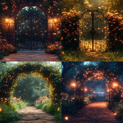 Whimsical Garden Arch Door Digital Backdrop, Fairytale Photography Background, Enchanted Forest Photo Prop, for Portrait Photography